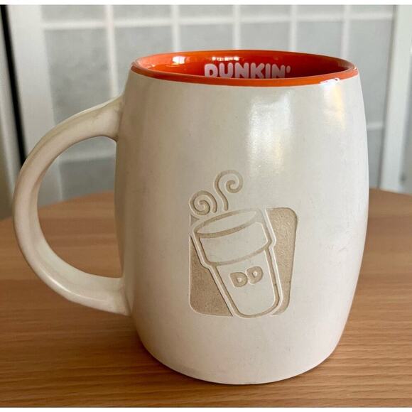 DUNKIN DONUTS Engraved Coffee Mug White Orange 14 OZ - Picture 5 of 8